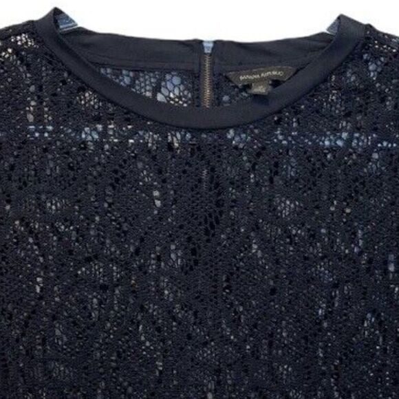 Banana Republic Crochet Navy Short Sleeve Top - Picture 6 of 11